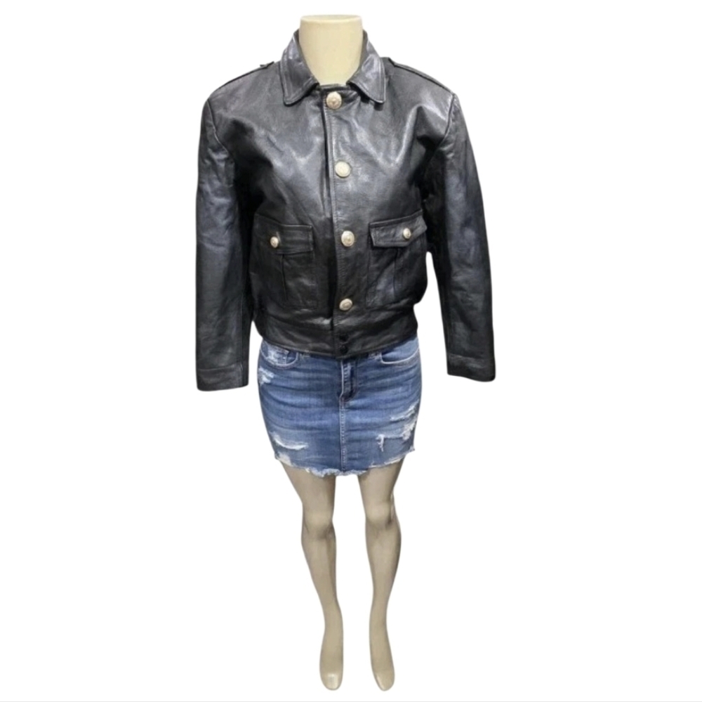 80s Chicago Police Motorcycle Black Leather Jacket Vintage